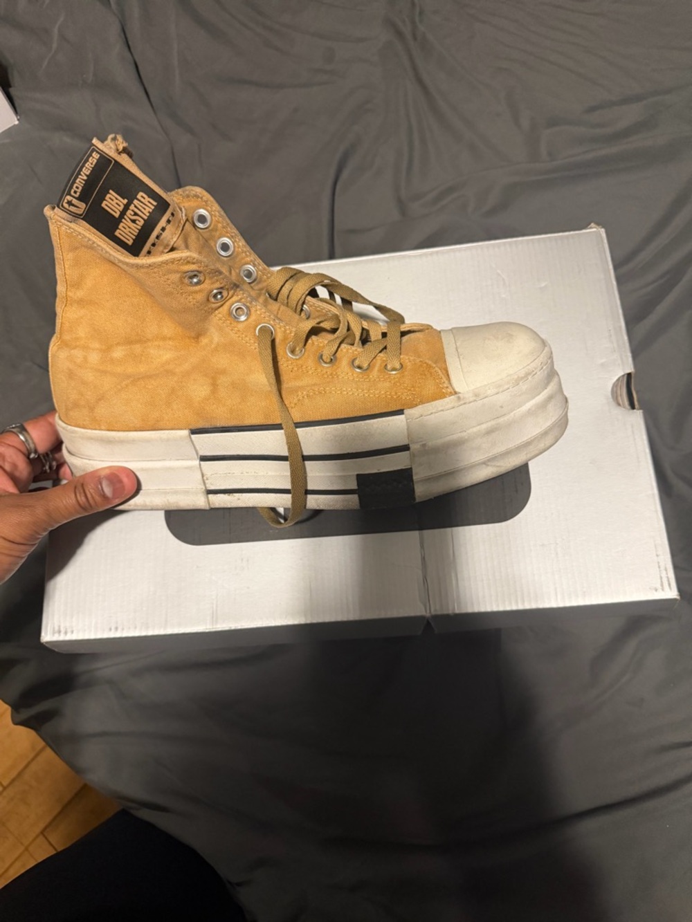 Converse Platform High-Top Sneakers in Tan and White